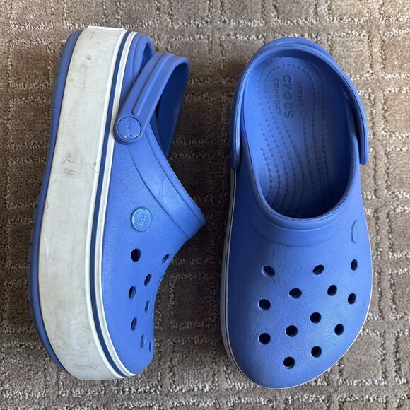 Crocs Crocband Platform Clog Womens 7 Periwinkle Blue Chunky Waterproof Rubber - Picture 1 of 9
